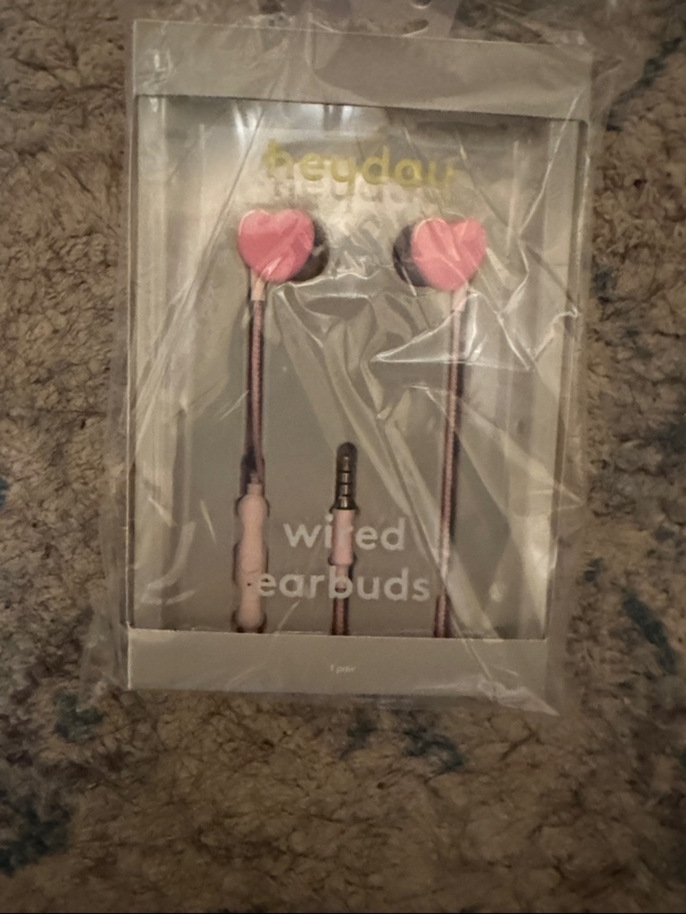 heyday Pink Heart Wired Earbuds with In-Line Mic